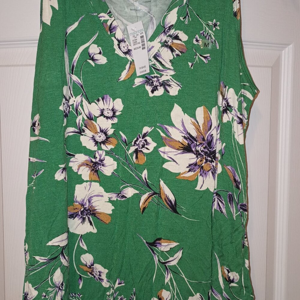 Green floral tank